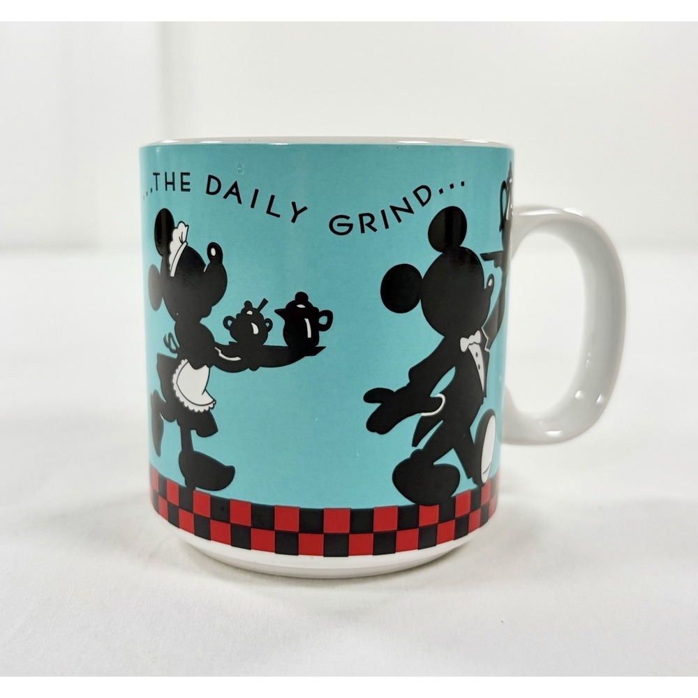 Vintage 90s Gibson Disney Mickey Minnie Mouse The Daily Grind Coffee Mug Cup